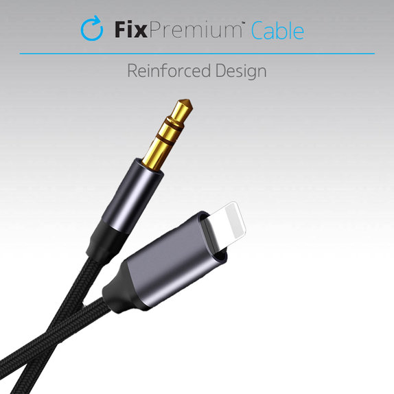 Lightning / Jack 3.5mm кабел, 1m, Черно, Black, FixPremium