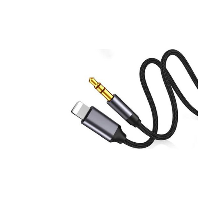 Lightning / Jack 3.5mm кабел, 1m, Черно, Black, FixPremium