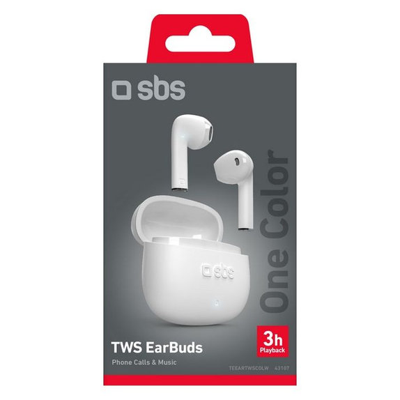 Безжични слушалки TWS One Color, Бял, White, SBS