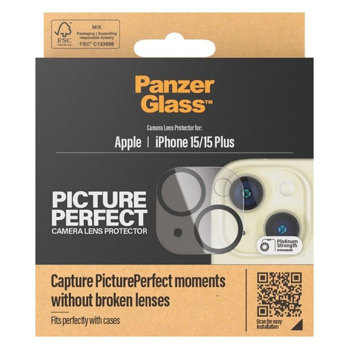 Протектор за обектив на задна камера PicturePerfect за iPhone 15 и 15 Plus, Прозрачен, Transparent, PanzerGlass