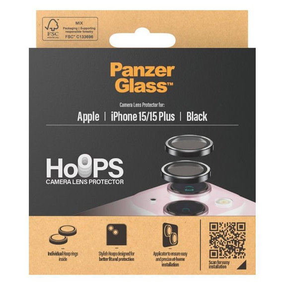 Протектор за обектив на задна камера Hoops за iPhone 15 и 15 Plus, Прозрачен, Transparent, PanzerGlass