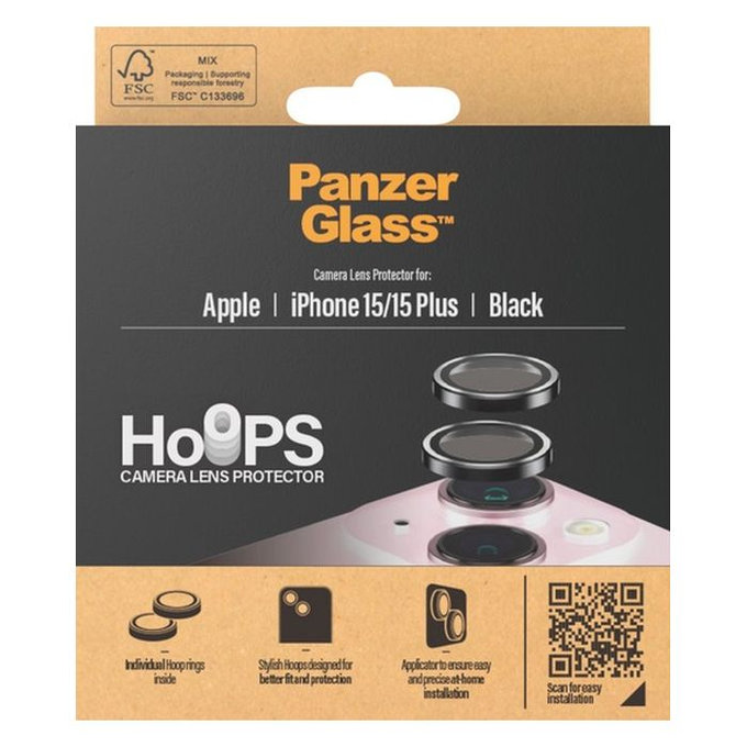 Протектор за обектив на задна камера Hoops за iPhone 15 и 15 Plus, Прозрачен, Transparent, PanzerGlass