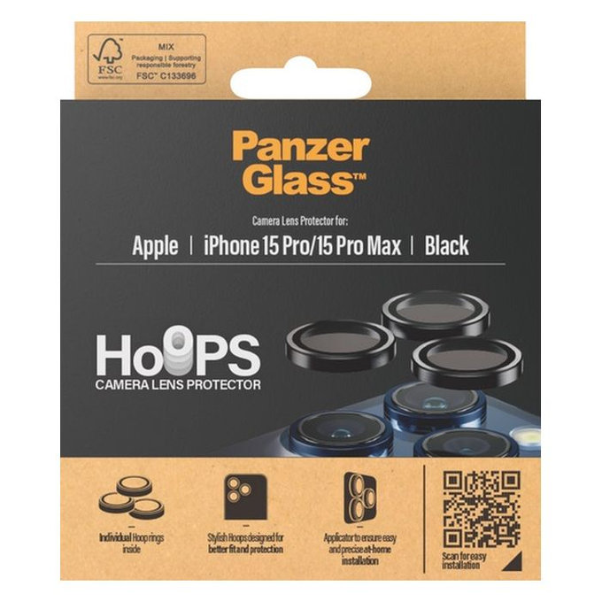 Протектор за обектив на задна камера Hoops за iPhone 15 Pro и 15 Pro Max, Прозрачен, Transparent, PanzerGlass