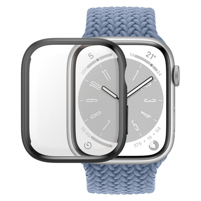 Закалено стъкло Full Body D3O за Apple Watch 9/8/7 41 mm, Черно, PanzerGlass