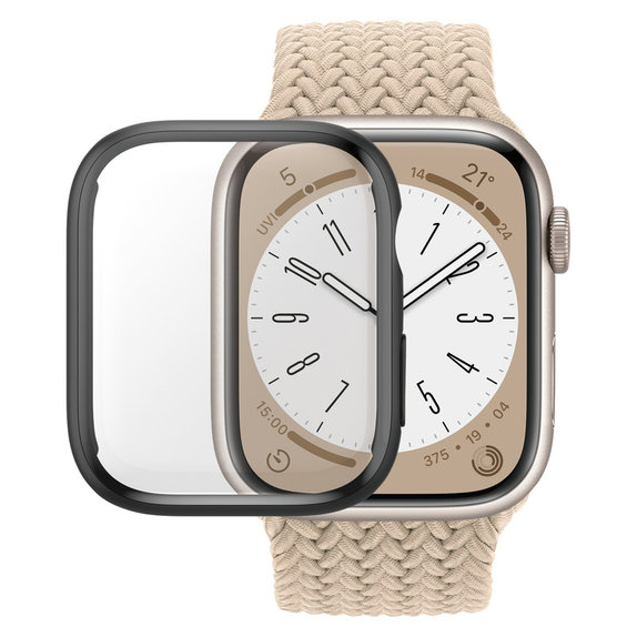 Закалено стъкло Full Body D3O за Apple Watch 9/8/7 45 mm, Черно, PanzerGlass