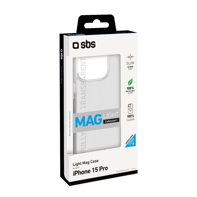 Калъф Light Mag с MagSafe за iPhone 15 Pro, Прозрачен, SBS