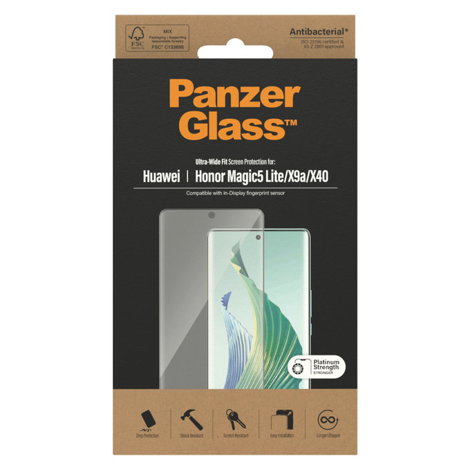 Закалено стъкло UWF за Honor Magic5 Lite, Черно, PanzerGlass