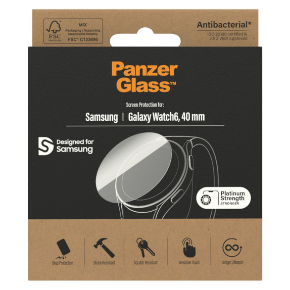 Закалено стъкло Flat Glass AB за Samsung Galaxy Watch6 40 mm, Прозрачно, PanzerGlass