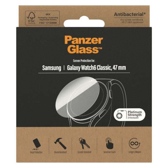 Закалено стъкло Flat Glass AB за Samsung Galaxy Watch6 47 mm, Прозрачно, PanzerGlass