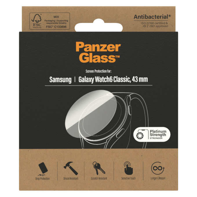 Закалено стъкло Flat Glass AB за Samsung Galaxy Watch6 43 mm, Прозрачно, PanzerGlass