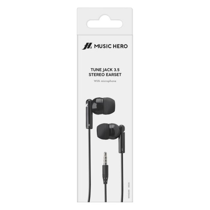 Стерео слушалки Tune, 3.5mm жак, Черно, Black, Music Hero