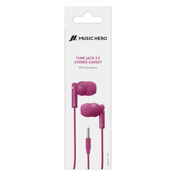 Стерео слушалки Tune, 3.5mm жак, Розово, Pink, Music Hero