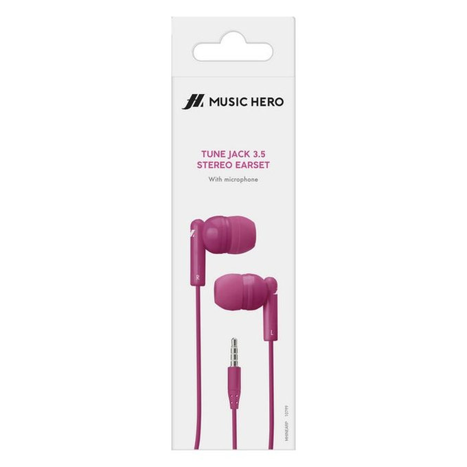 Стерео слушалки Tune, 3.5mm жак, Розово, Pink, Music Hero