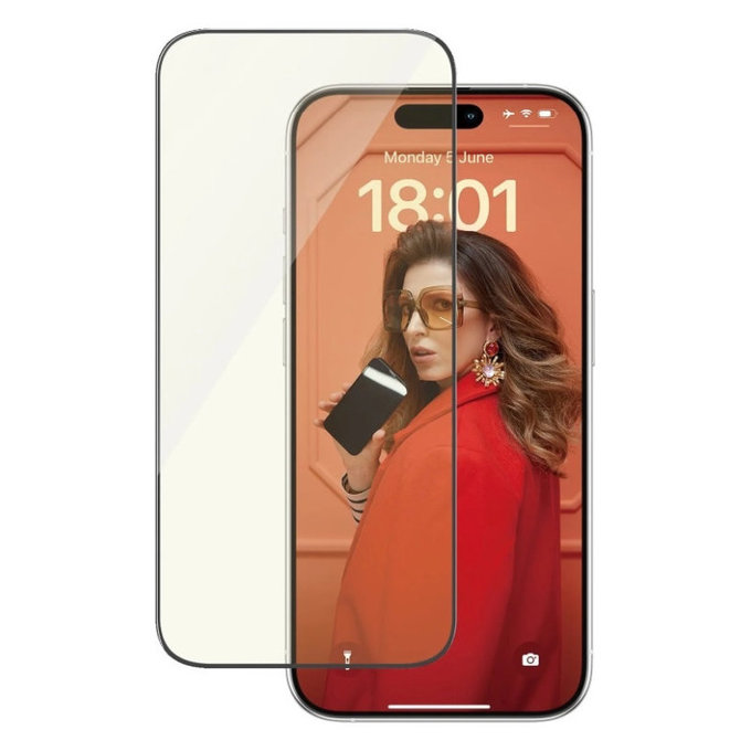 Закалено стъкло UWF Eyecare с апликатор за iPhone 15 Pro, Черно, PanzerGlass