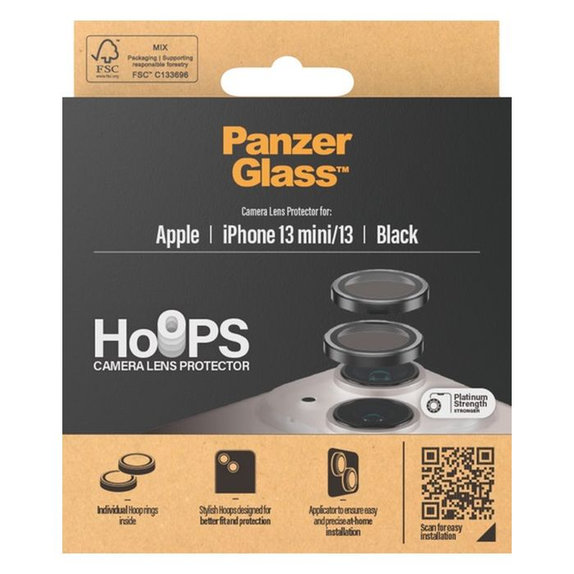 Протектор за обектив на задна камера Hoops за iPhone 13 и 13 mini, Черно, Black, PanzerGlass