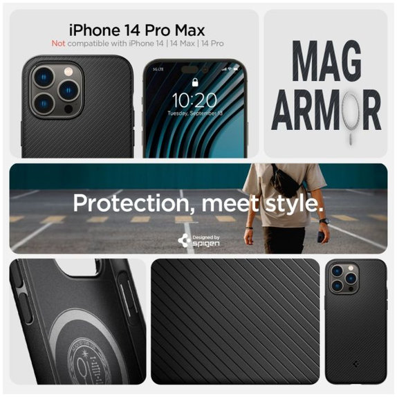 Калъф Mag Armor с MagSafe за iPhone 14 Pro Max, Matte Black