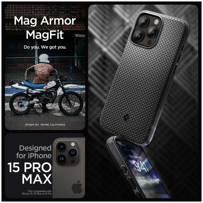 Калъф Mag Armor с MagSafe за iPhone 15 Pro Max, Matte Black