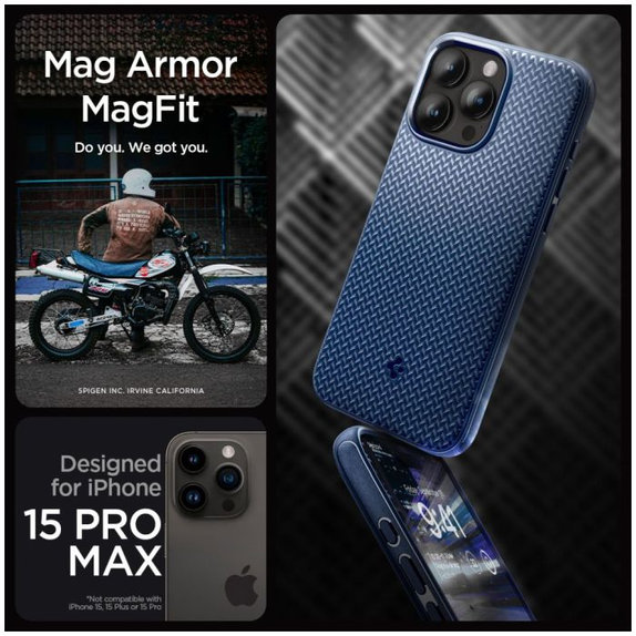 Калъф Mag Armor с MagSafe за iPhone 15 Pro Max, тъмно син, Navy Blue
