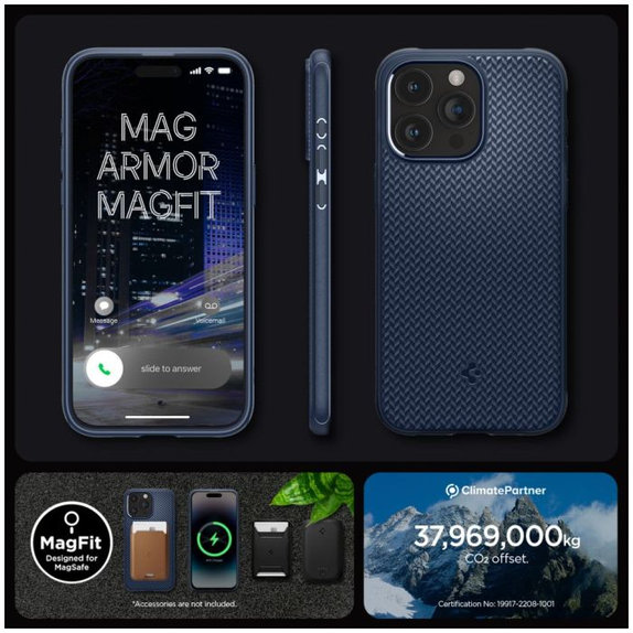 Калъф Mag Armor с MagSafe за iPhone 15 Pro Max, тъмно син, Navy Blue