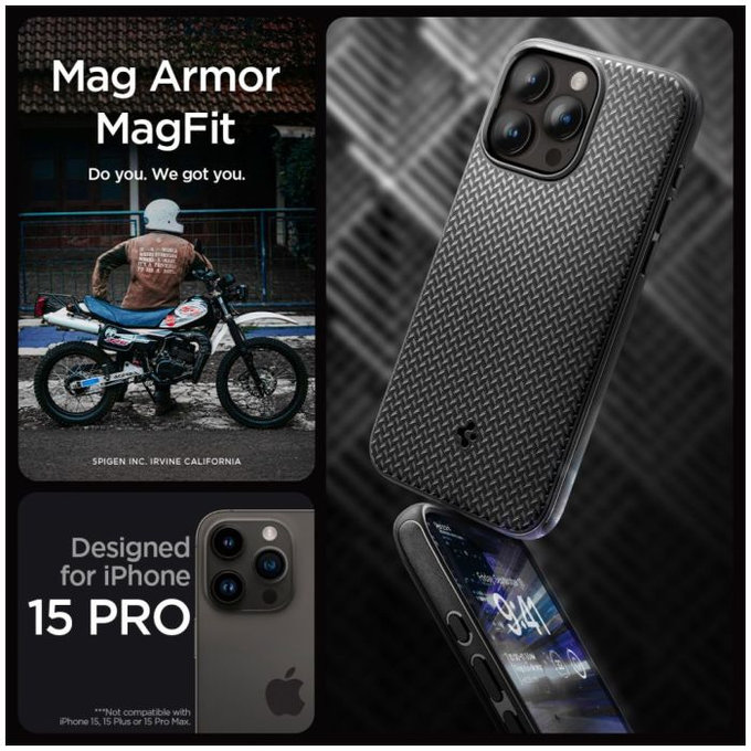 Калъф Mag Armor с MagSafe за iPhone 15 Pro, Matte Black
