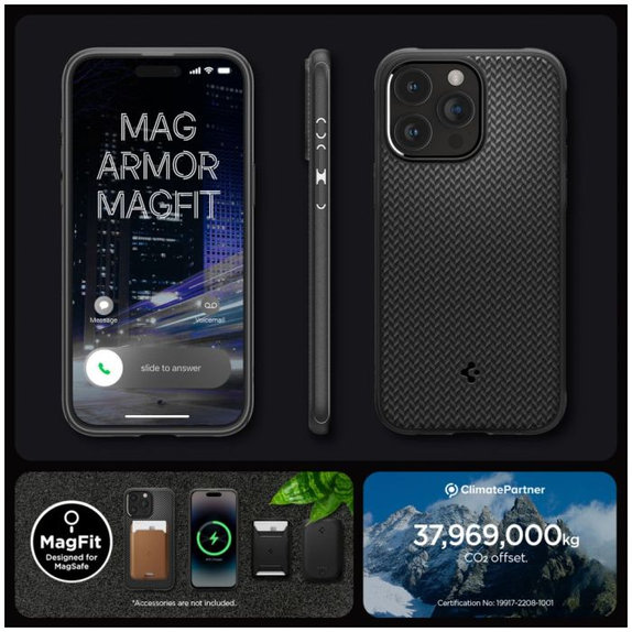 Калъф Mag Armor с MagSafe за iPhone 15 Pro, Matte Black