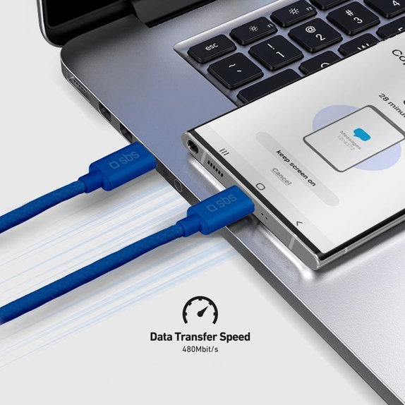 USB-C / USB-C кабел, 60W, PD, 1.5m, Син, SBS