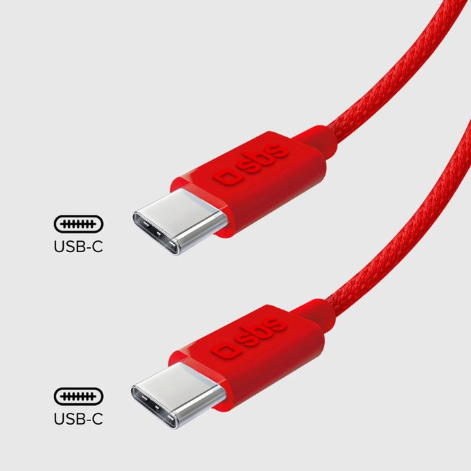 USB-C / USB-C кабел, 60W, PD, 1.5m, Червен, SBS