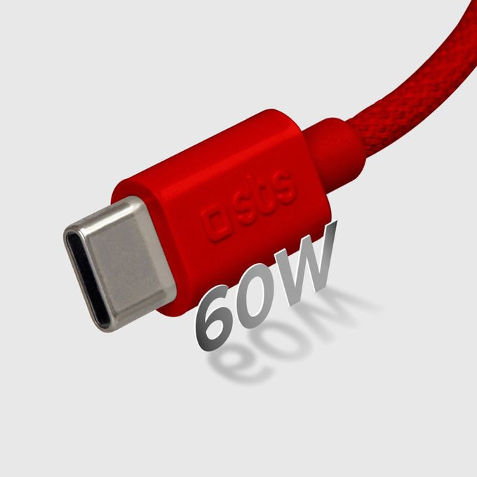 USB-C / USB-C кабел, 60W, PD, 1.5m, Червен, SBS