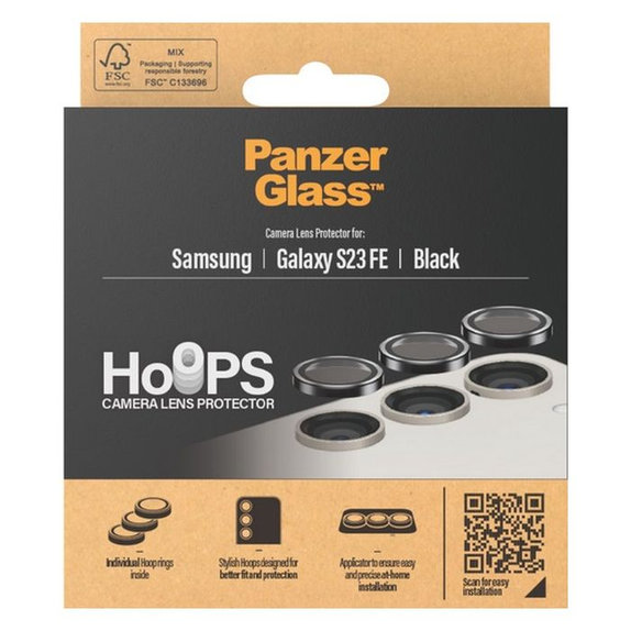 Протектор за обектив на задна камера Hoops за Samsung S23 FE, Черно, Black, PanzerGlass