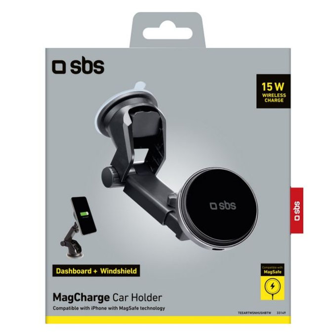 Държач за кола MagCharge, 15W, Черно, Black, SBS