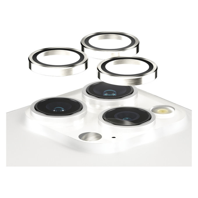 Протектор за обектива на камерата Hoops за iPhone 15 Pro/15 Pro Max, White Metal, PanzerGlass