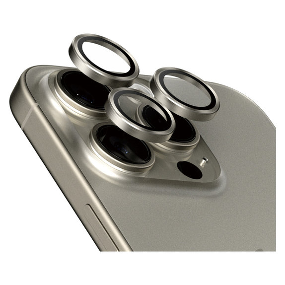 Протектор за обектива на камерата Hoops за iPhone 15 Pro/15 Pro Max, Natural Titanium, PanzerGlass