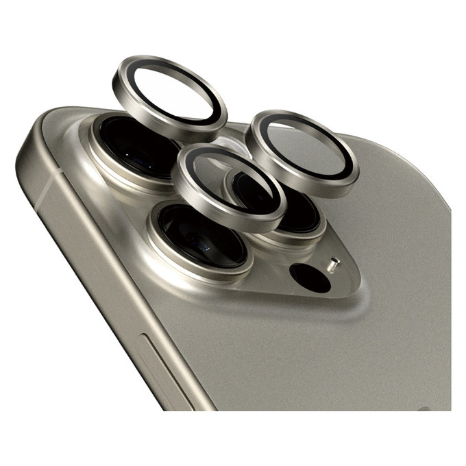 Протектор за обектива на камерата Hoops за iPhone 15 Pro/15 Pro Max, Natural Titanium, PanzerGlass