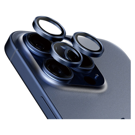 Протектор за обектива на камерата Hoops за iPhone 15 Pro/15 Pro Max, Blue Titanium, PanzerGlass