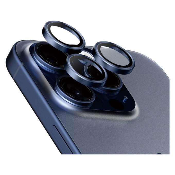 Протектор за обектива на камерата Hoops за iPhone 15 Pro/15 Pro Max, Blue Titanium, PanzerGlass