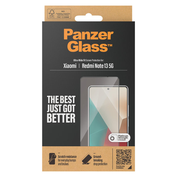 Закалено стъкло UWF за Xiaomi Redmi Note 13, Черно, PanzerGlass