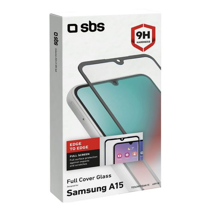 Закалено стъкло Full Cover за Samsung A15 5G, Черно, Black, SBS