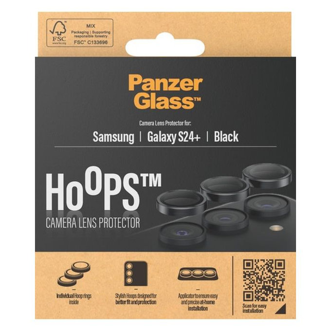 Протектор за обектив на задна камера Hoops за Samsung S24+, Черно, Black, PanzerGlass
