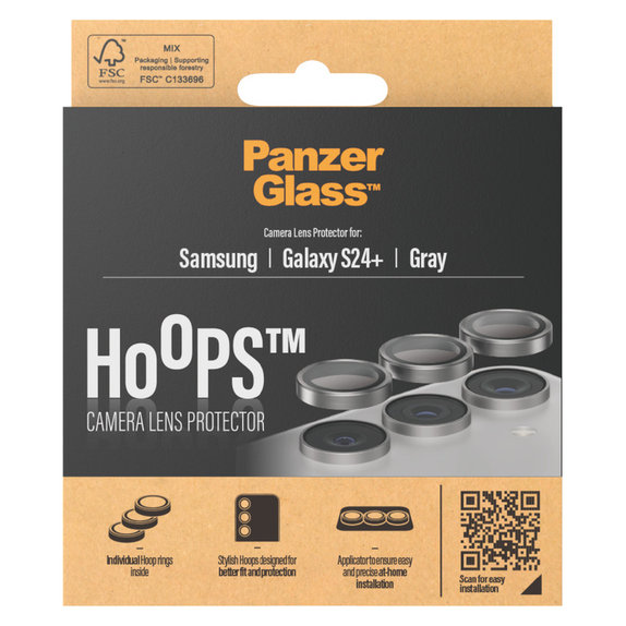 Протектор за обектива на камерата Hoops за Samsung Galaxy S24+, Сиво, PanzerGlass