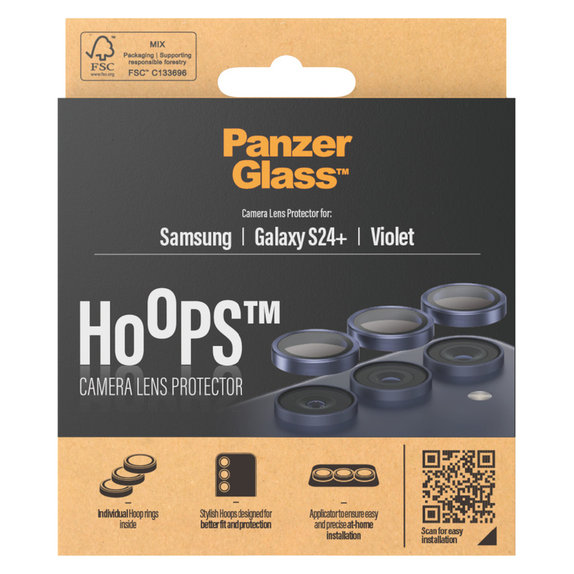 Протектор за обектива на камерата Hoops за Samsung Galaxy S24+, Лилаво, PanzerGlass