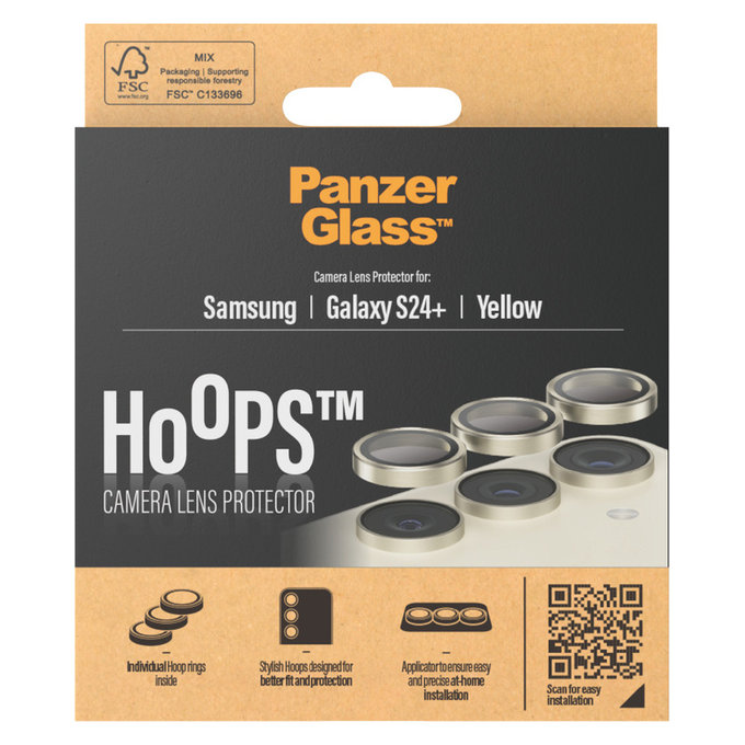Протектор за обектива на камерата Hoops за Samsung Galaxy S24+, Жълто, PanzerGlass