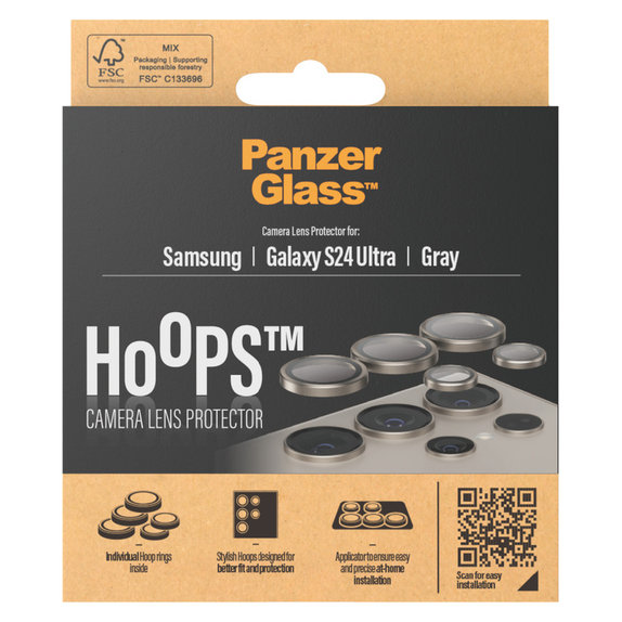 Протектор за обектива на камерата Hoops за Samsung Galaxy S24 Ultra, Сиво, PanzerGlass