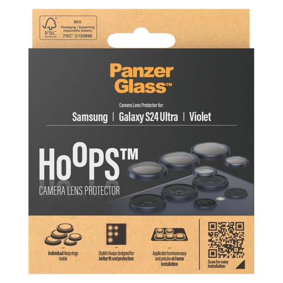 Протектор за обектива на камерата Hoops за Samsung Galaxy S24 Ultra, Лилаво, PanzerGlass