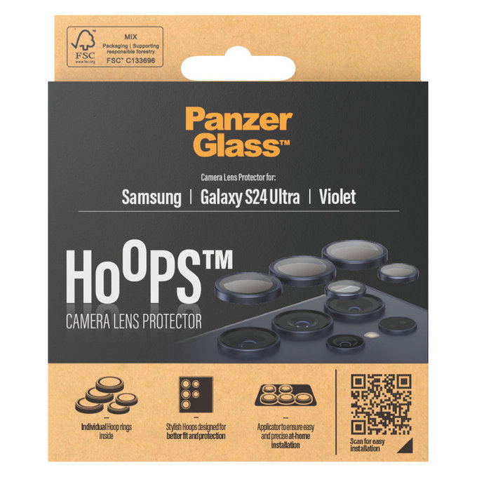 Протектор за обектива на камерата Hoops за Samsung Galaxy S24 Ultra, Лилаво, PanzerGlass