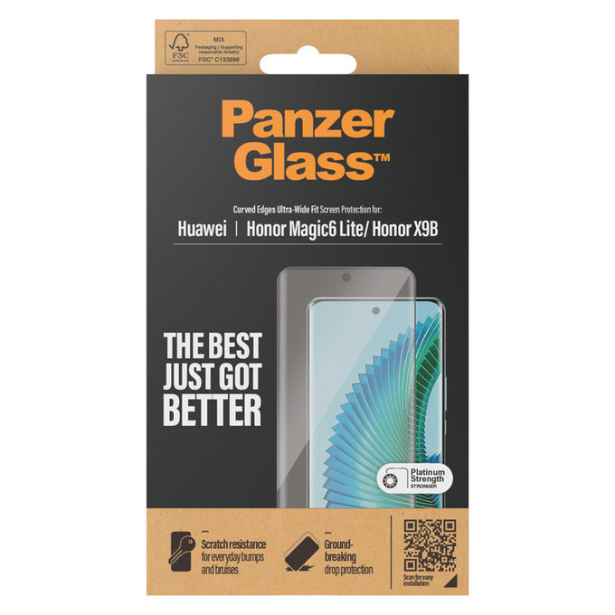 Закалено стъкло UWF за Honor Magic6 Lite, Черно, PanzerGlass