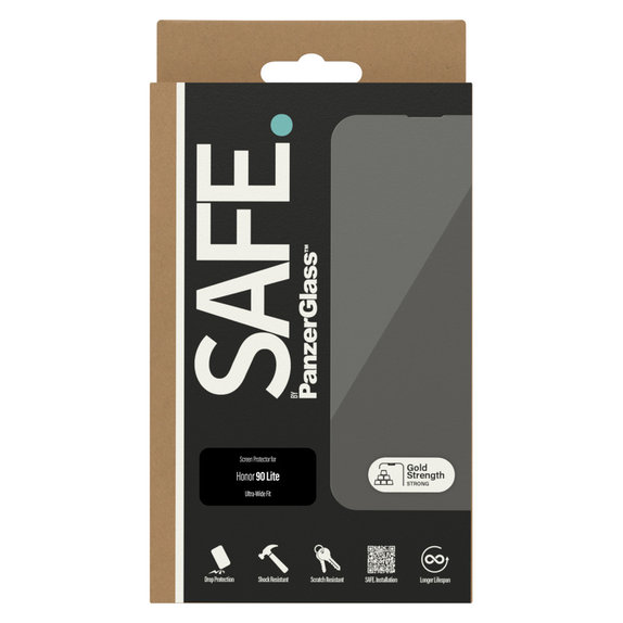 Закалено стъкло UWF за Honor 90 Lite, Черно, SAFE by PanzerGlass