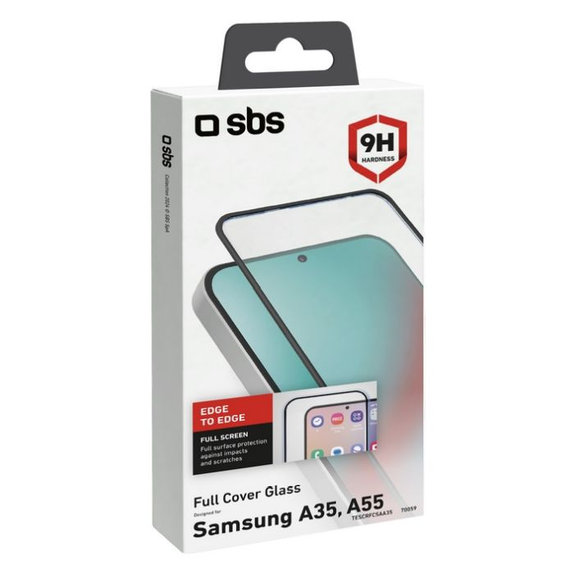 Закалено стъкло Full Cover за Samsung A35 и A55 5G, Черно, Black, SBS