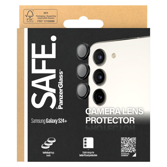 Протектор за обектива на камерата за Samsung Galaxy S24+, Черно, SAFE by PanzerGlass