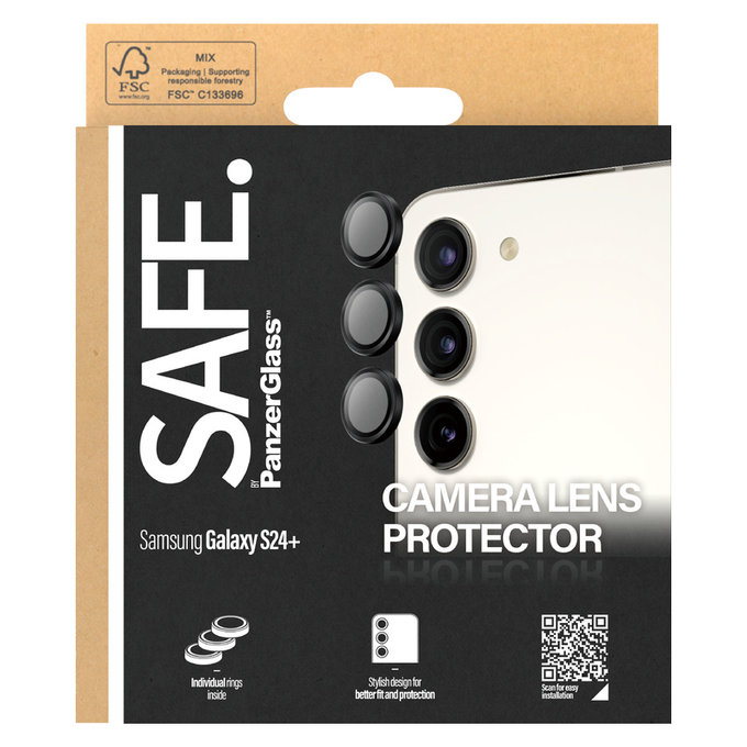 Протектор за обектива на камерата за Samsung Galaxy S24+, Черно, SAFE by PanzerGlass