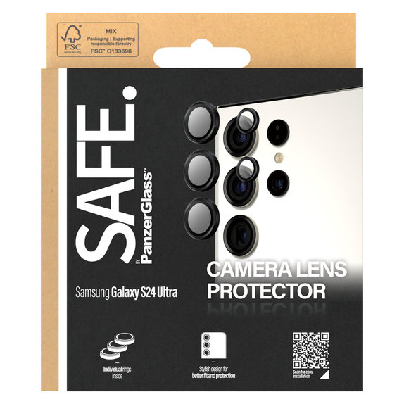Протектор за обектива на камерата за Samsung Galaxy S24 Ultra, Черно, SAFE by PanzerGlass